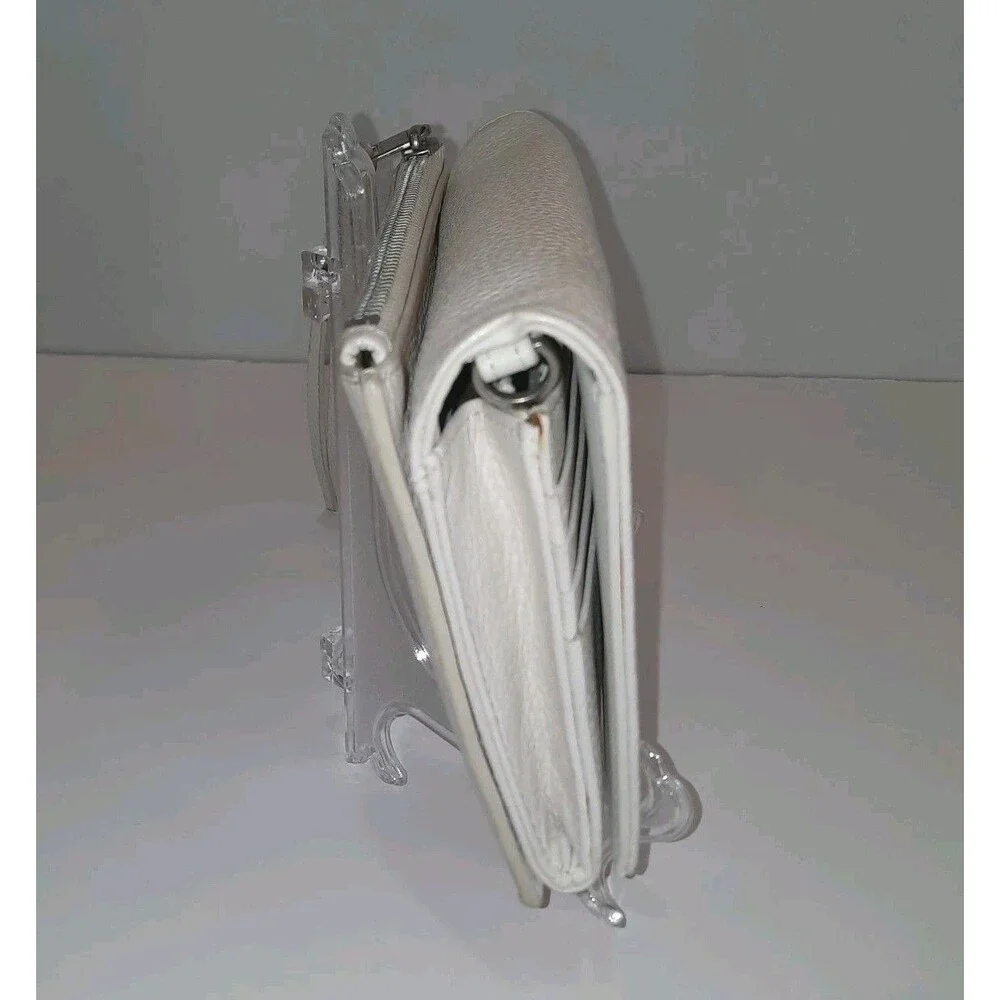AllSaints Fetch Ecru Ivory Pebbled Leather Wallet Clutch Handbag Bag